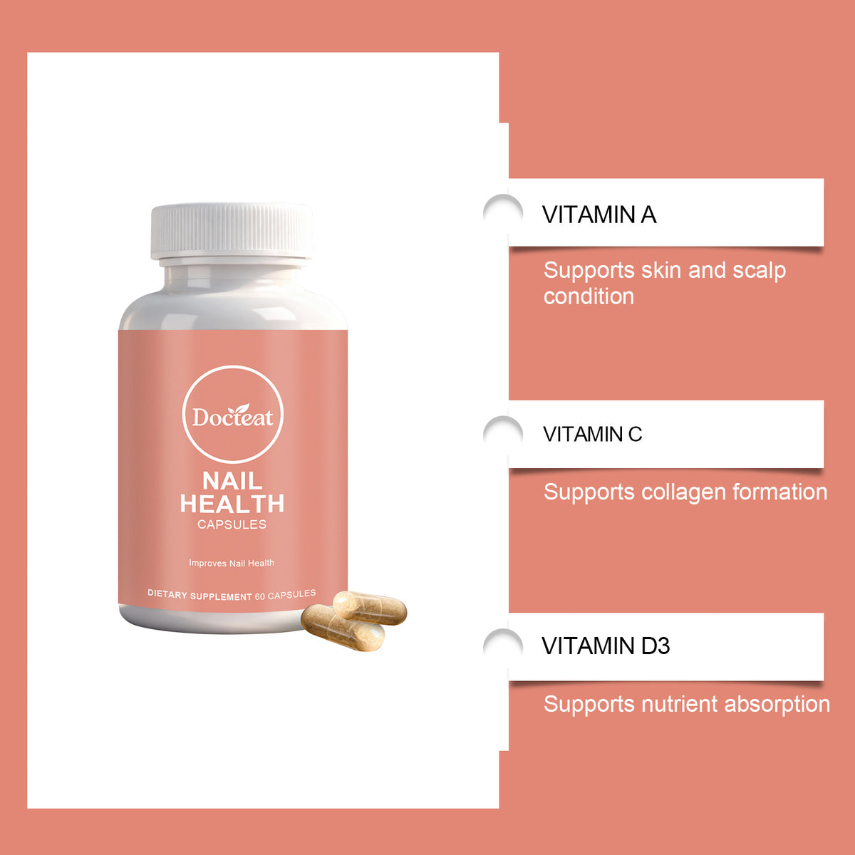 Nail Support Capsules - Hair, Skin & Nail Health Supplement, 60 Capsules