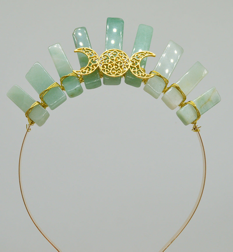 Natural Crystal Moon Headband Unisex Hair Accessory for Beauty & Hair Styling