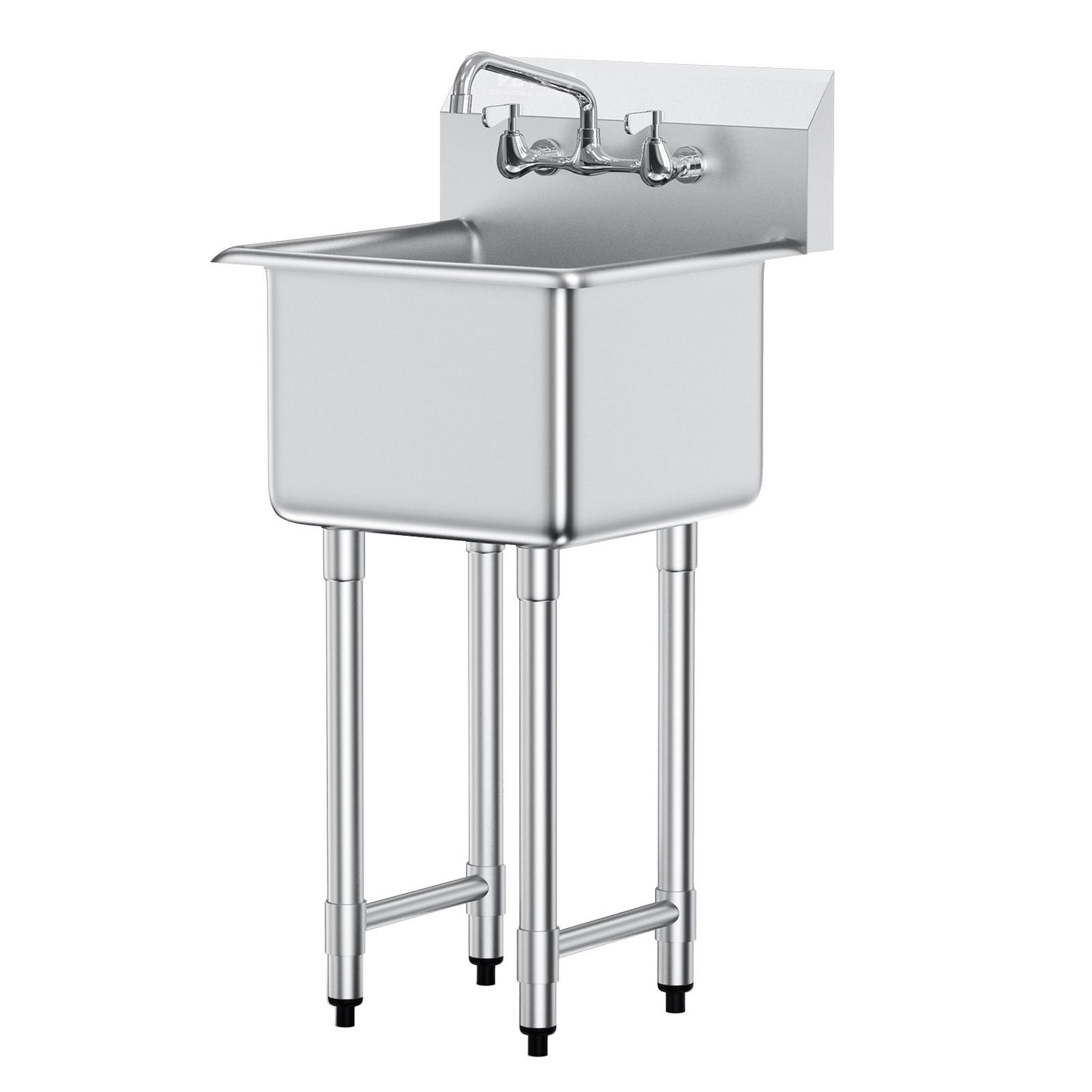 Commercial Stainless Steel Utility Sink with Faucet & Legs - 18"x41"