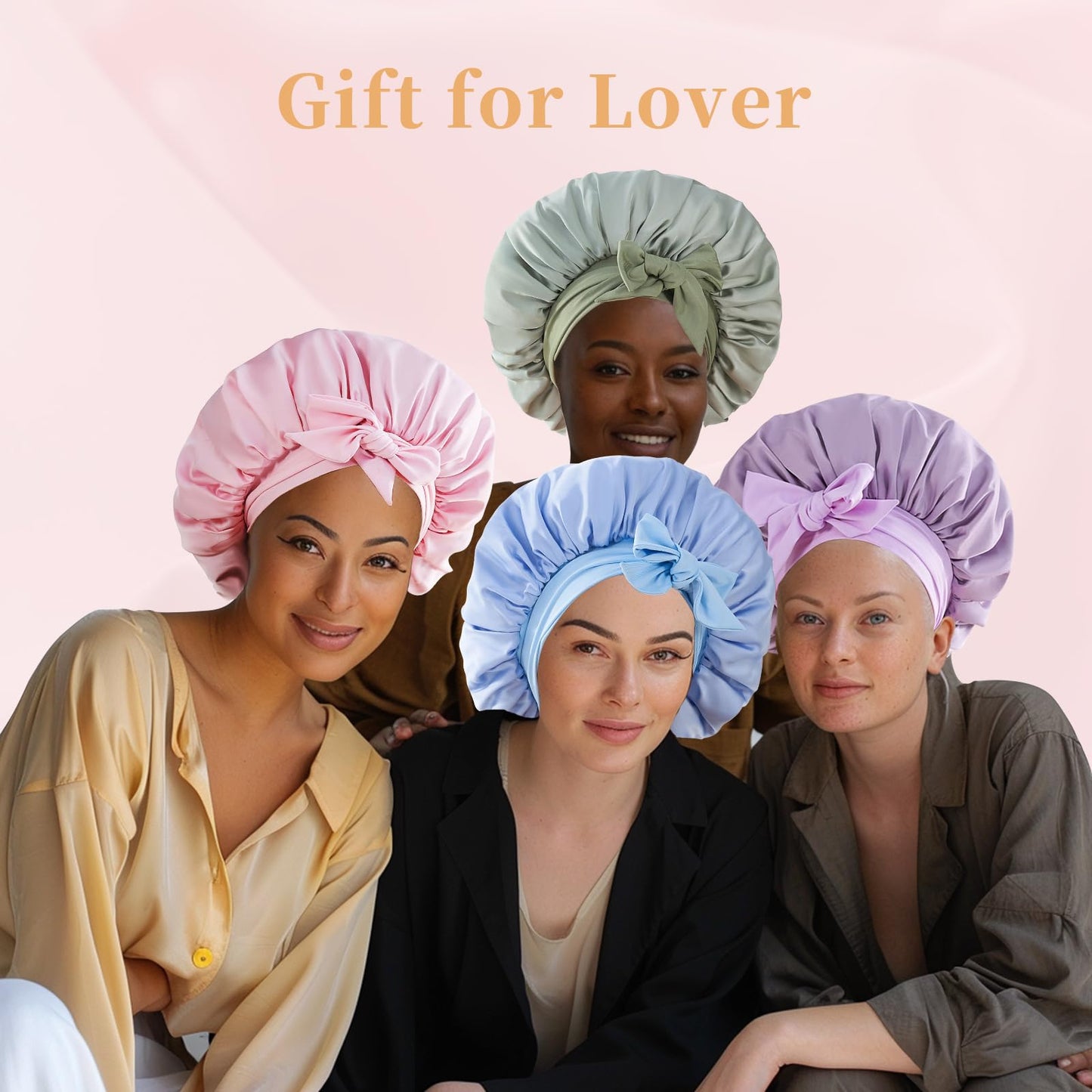Satin Silk Hair Bonnet for Sleeping - Adjustable Double Layer Hair Wrap