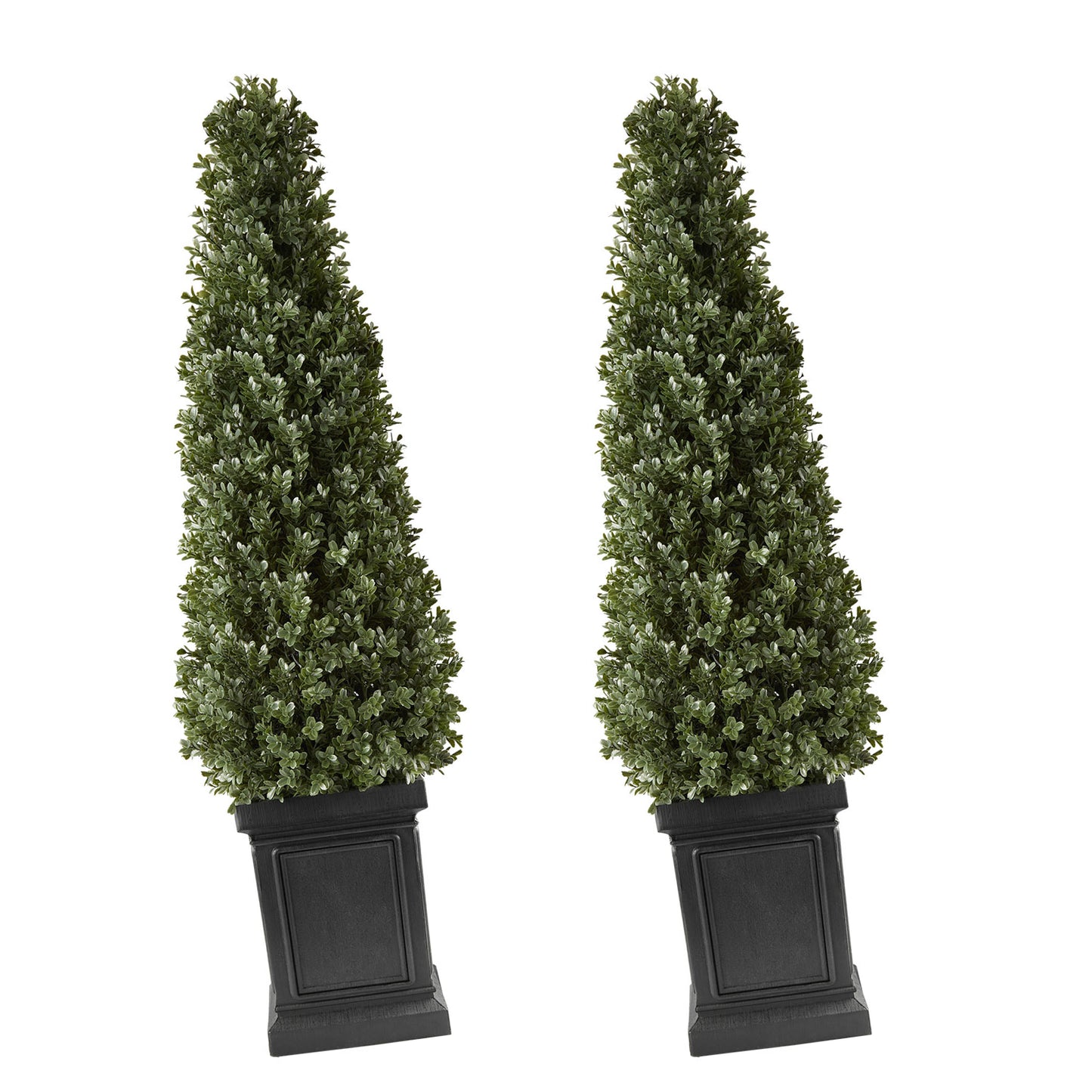 Artificial Boxwood Topiary 3.3 Ft Set of 2 - Faux Greenery for Indoor & Outdoor Decor