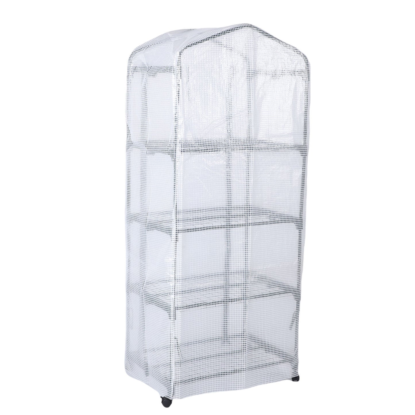 Portable Greenhouse with PE Cover & 360° Wheels - 4 Tiers Indoor Outdoor Plant Shelter
