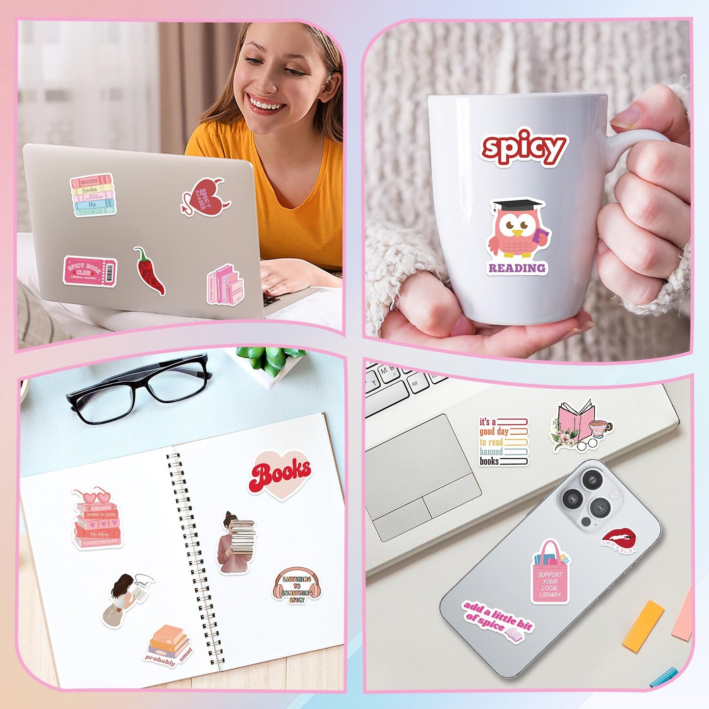 100 Pcs Book Stickers - Aesthetic Vinyl Decals for Scrapbooking