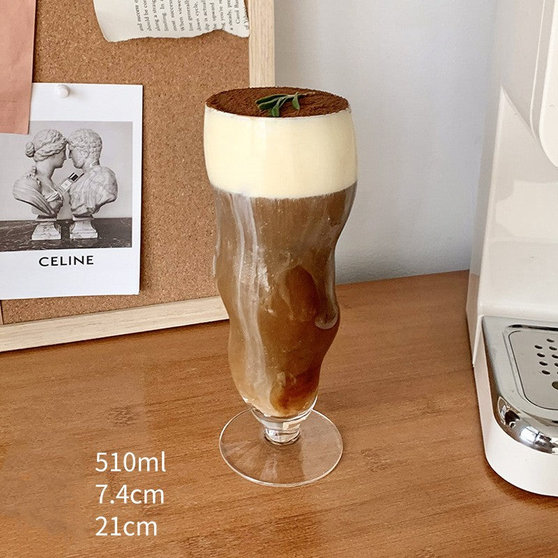 Glass Coffee Cup 510ML Twist Design Cold Drink Juice Mug - Modern & Durable