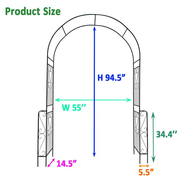 Metal Garden Arch Trellis for Climbing Plants - Cream White