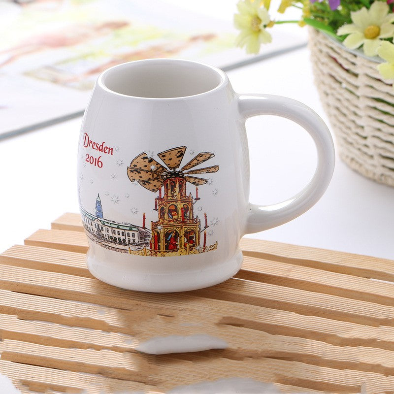 Christmas Cartoon Snowman Santa Ceramic Mug - Holiday Gift Drinkware
