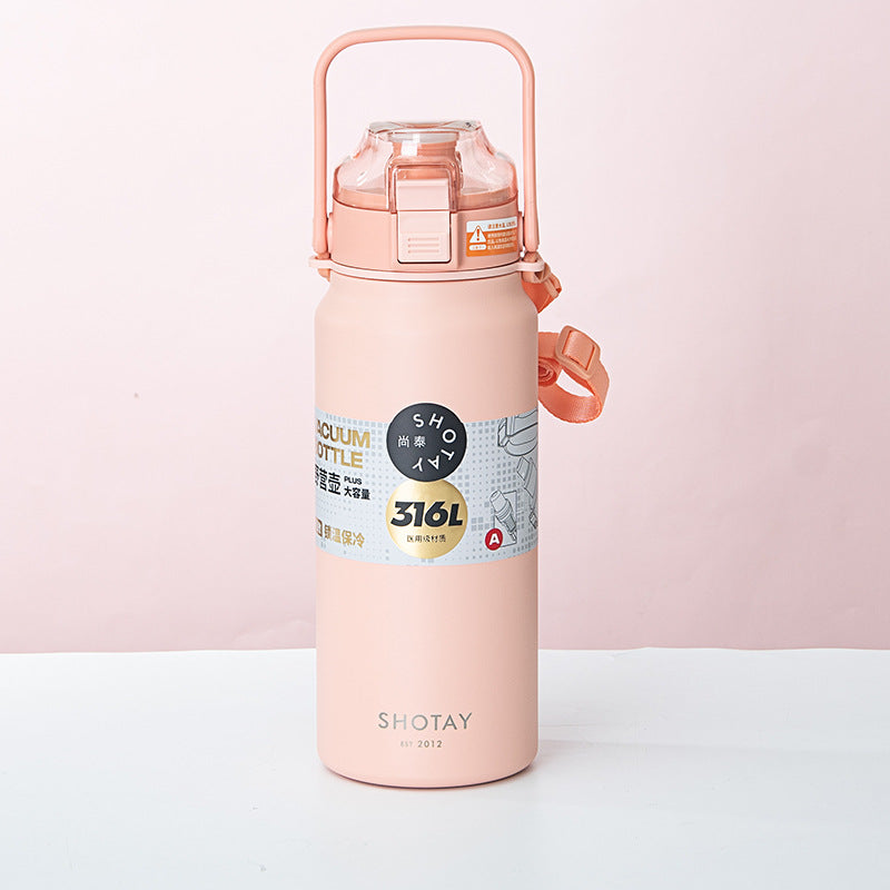 Large Capacity Stainless Steel Travel Thermos Bottle - Black, Pink, White, Green