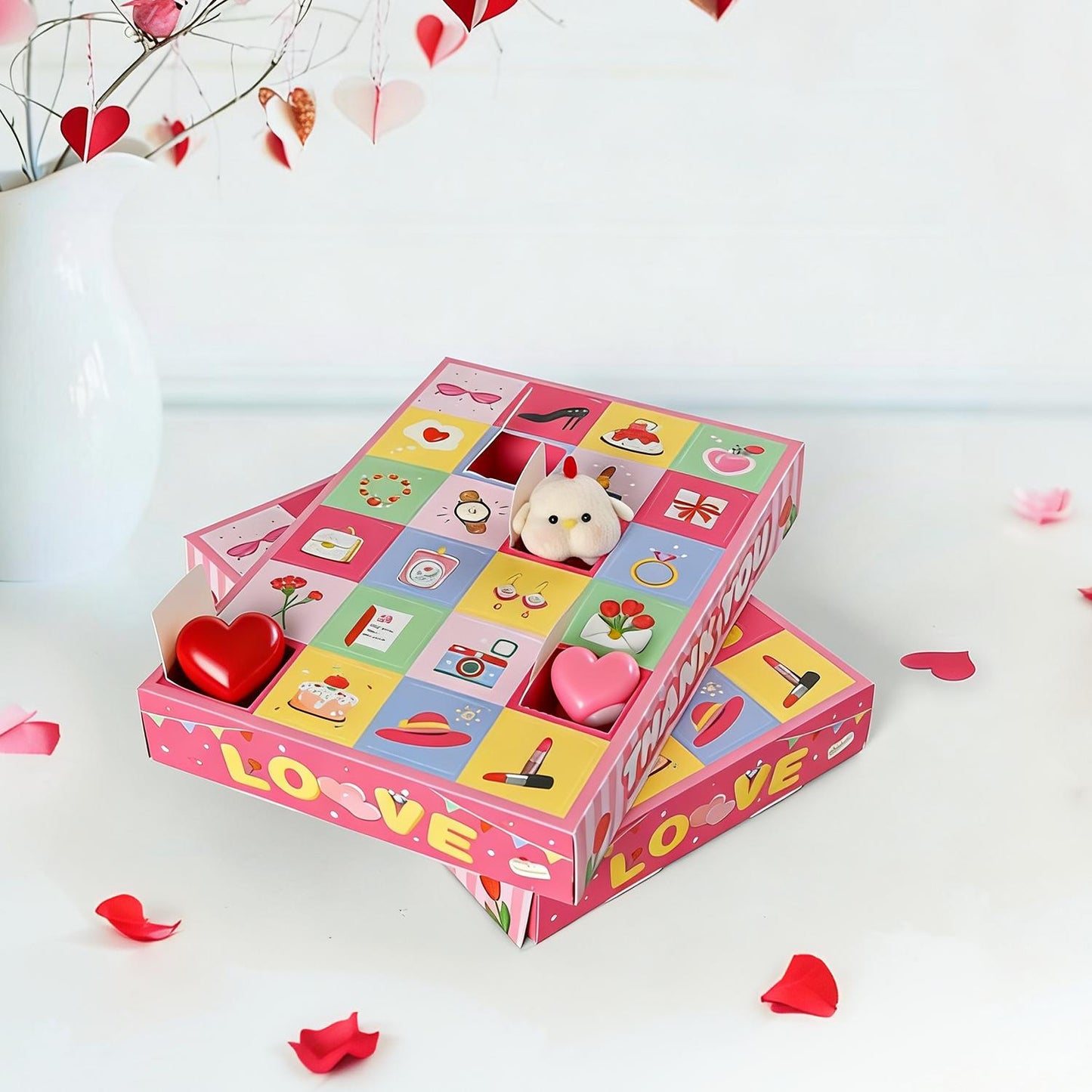 24-Day Countdown Gift Boxes - 10 Pink Valentine’s Day DIY Boxes