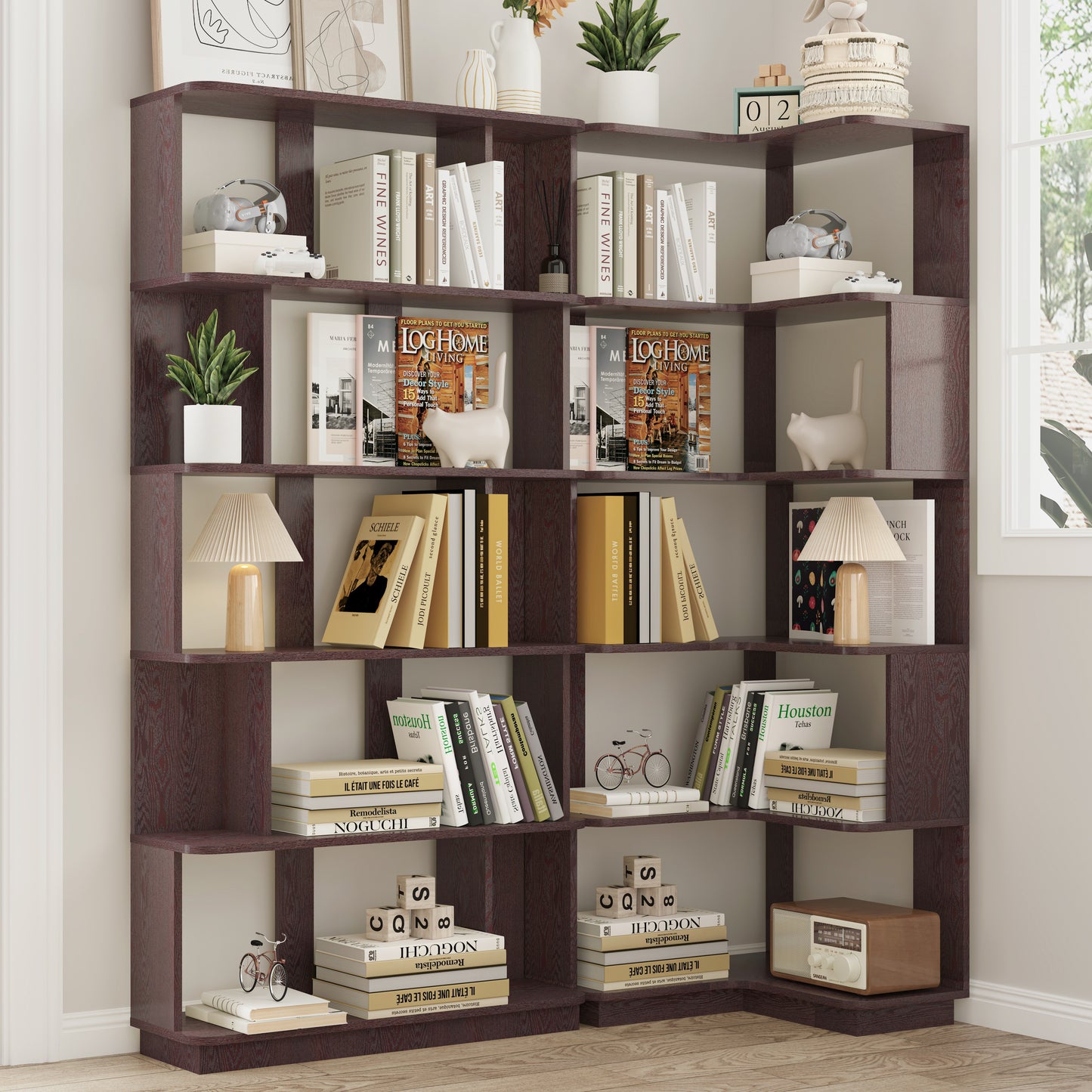 Set Of 2 Free Combination Bookcase Space Saving Corner Bookshelf 55cm