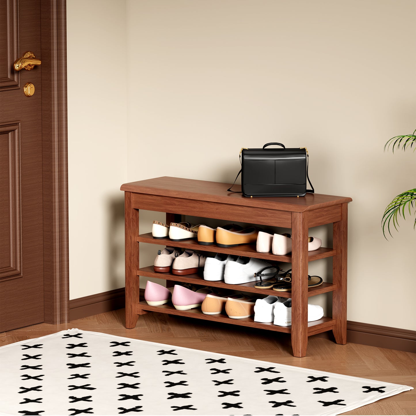 Adjustable Shoe-changing Bench, Storage Hidden Storage. With A