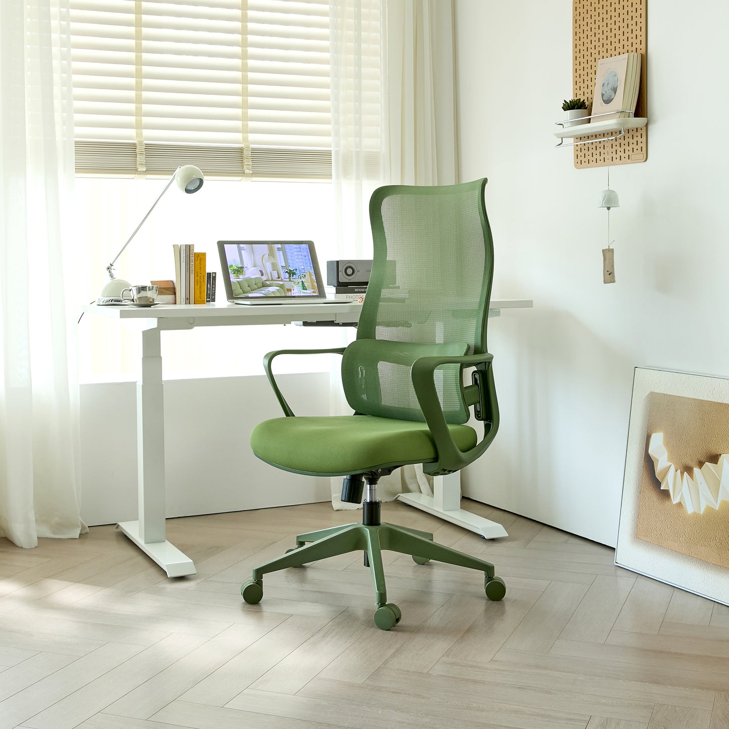 Ergonomic Green Office Chair with Adjustable Lumbar Support
