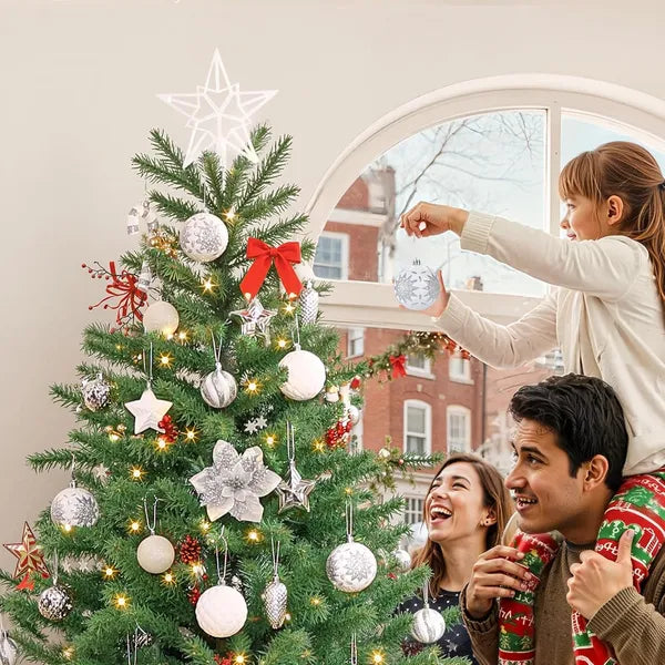 128pcs Christmas Ornament Balls Set - Shatterproof Baubles & Tree Topper