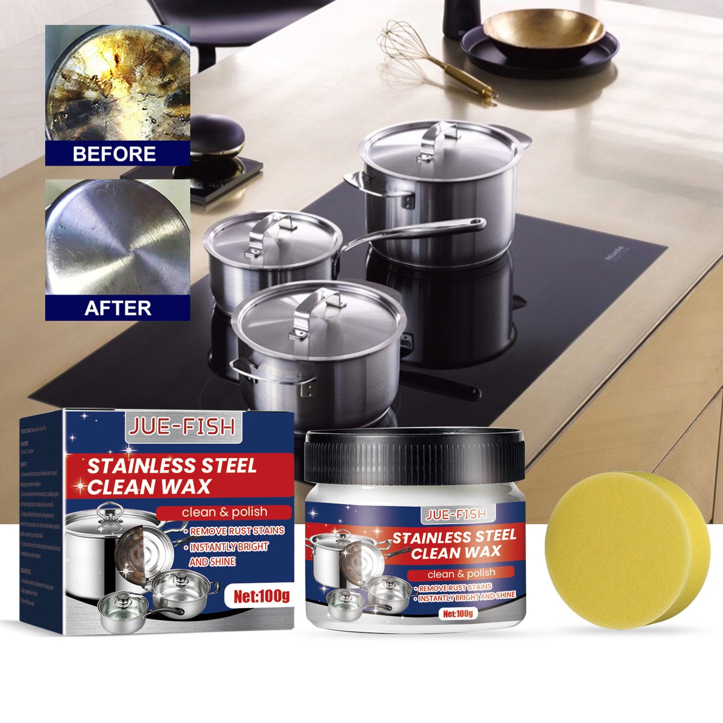 Stainless Steel Cleaner Cream for Heavy Oil Rust & Scale Removal - Multiple Quantities