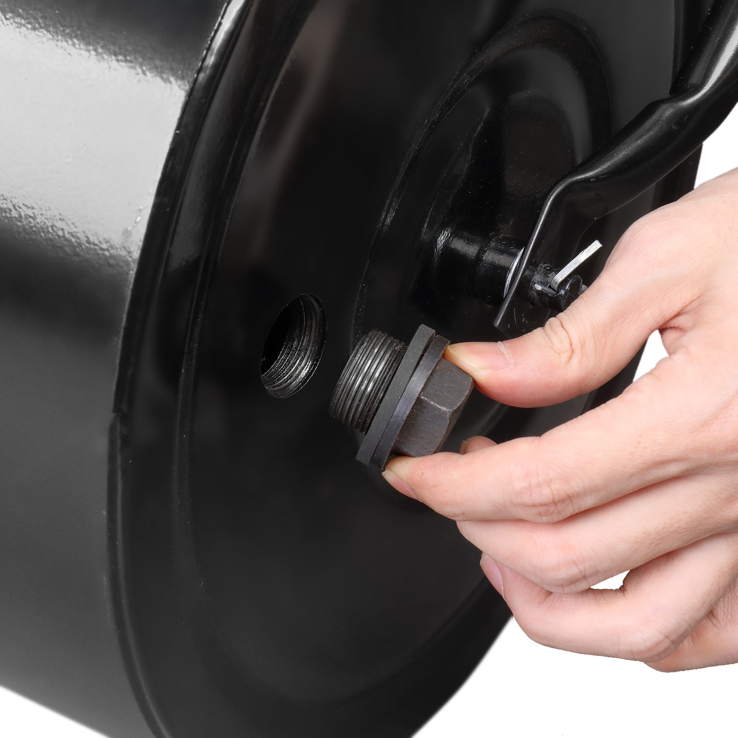 19 Inch Black Steel Lawn Roller for Gardening & Ground Flattening
