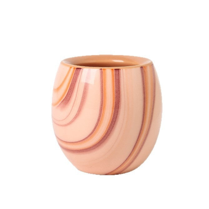 Marble Patterned Ceramic Tasting Cup - Small Round Coffee Mug, Minimalist Design