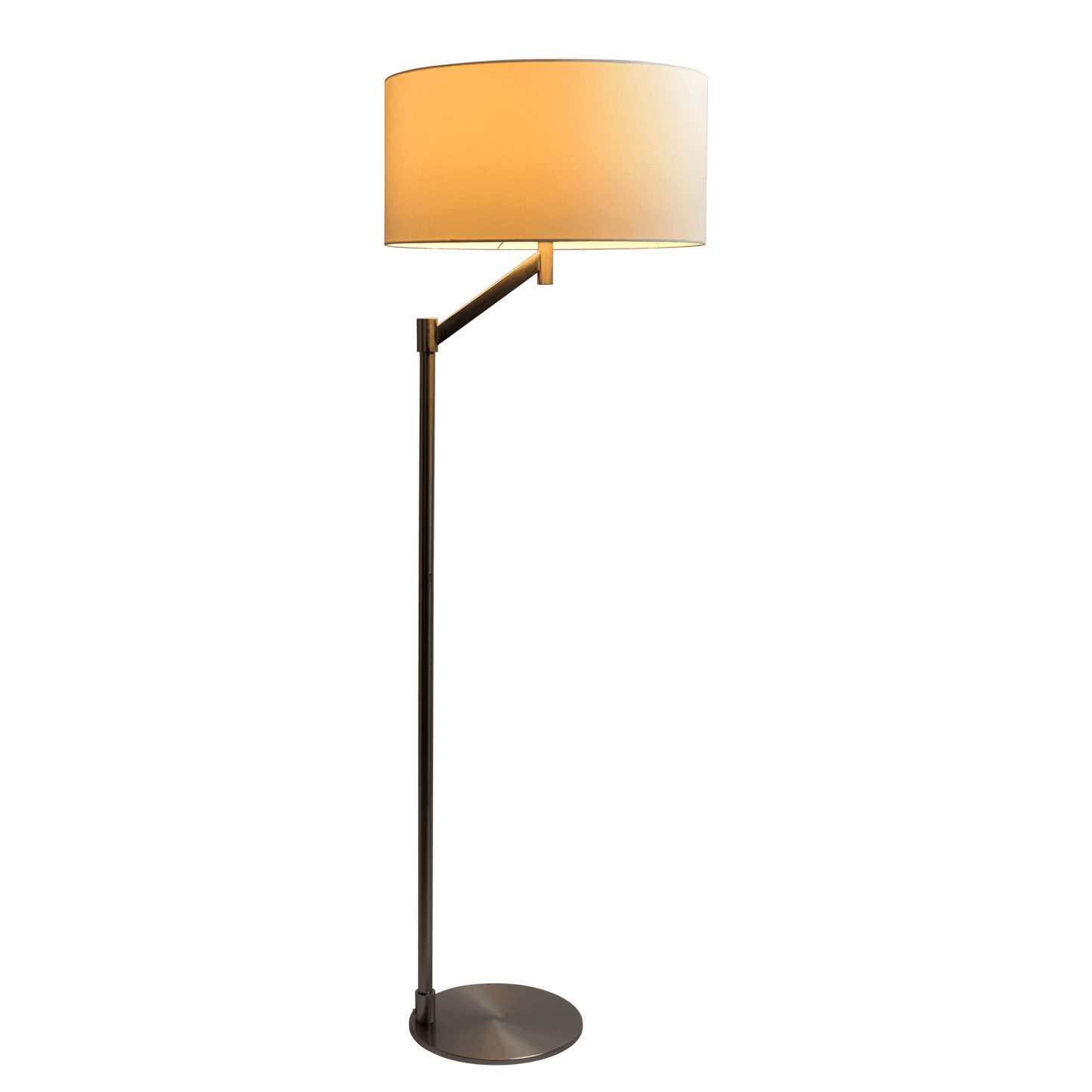 Serene Brushed Nickel Floor Lamp With Rotary Metal Base White Linen