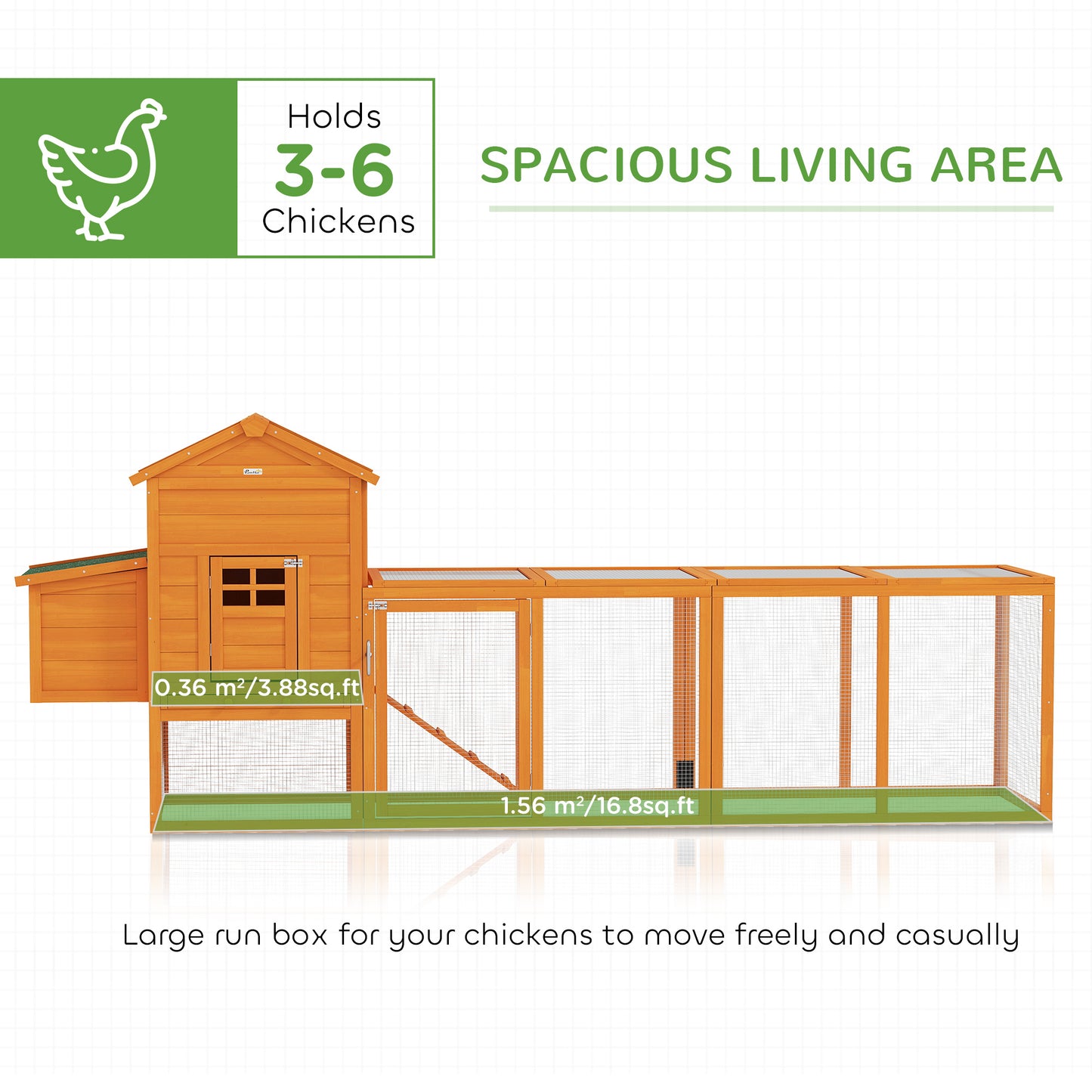 Large Chicken Coop with Removable Tray - Outdoor Poultry House, Orange