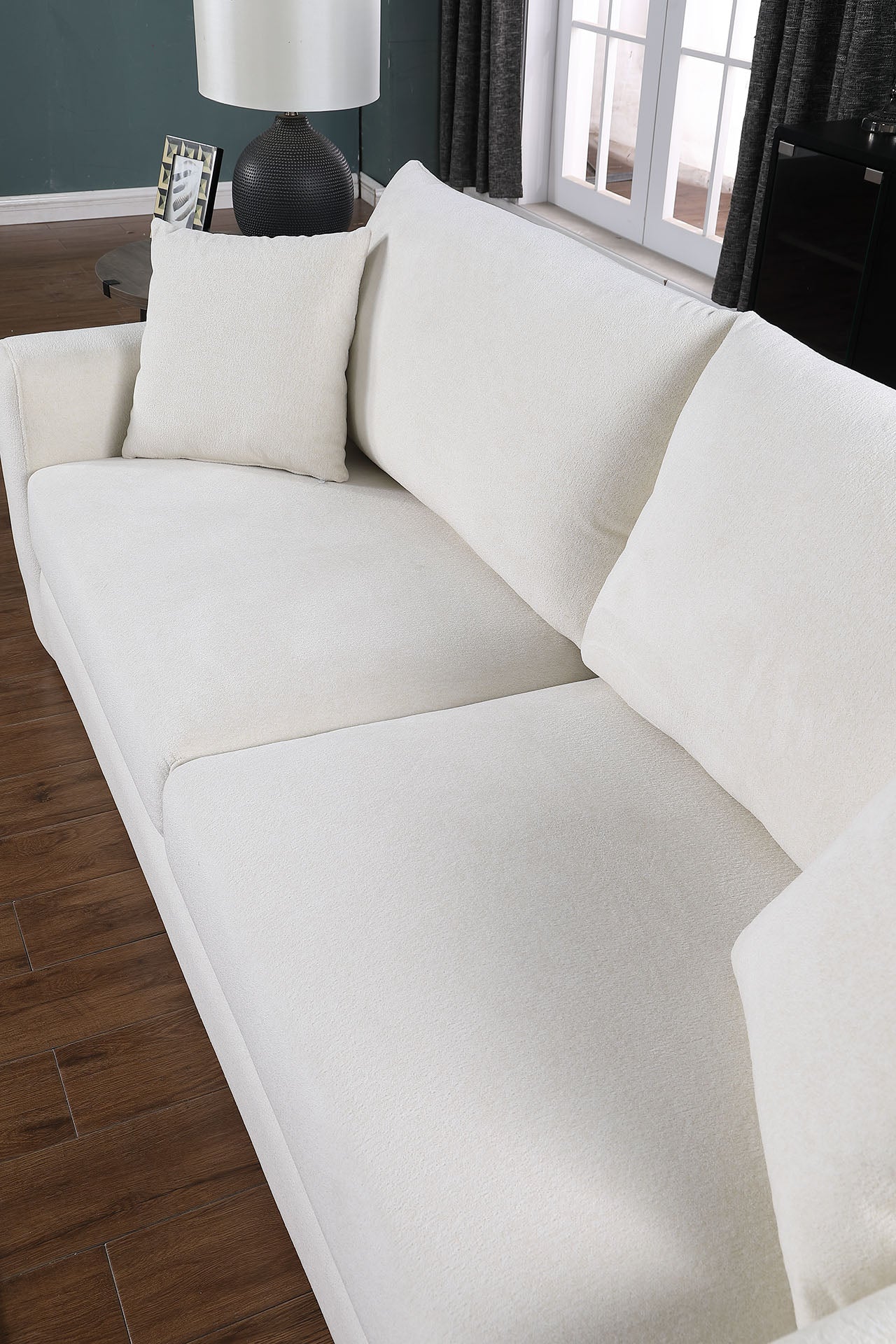 Beige Modern Minimalist 3-Seat Sofa - Comfortable Design