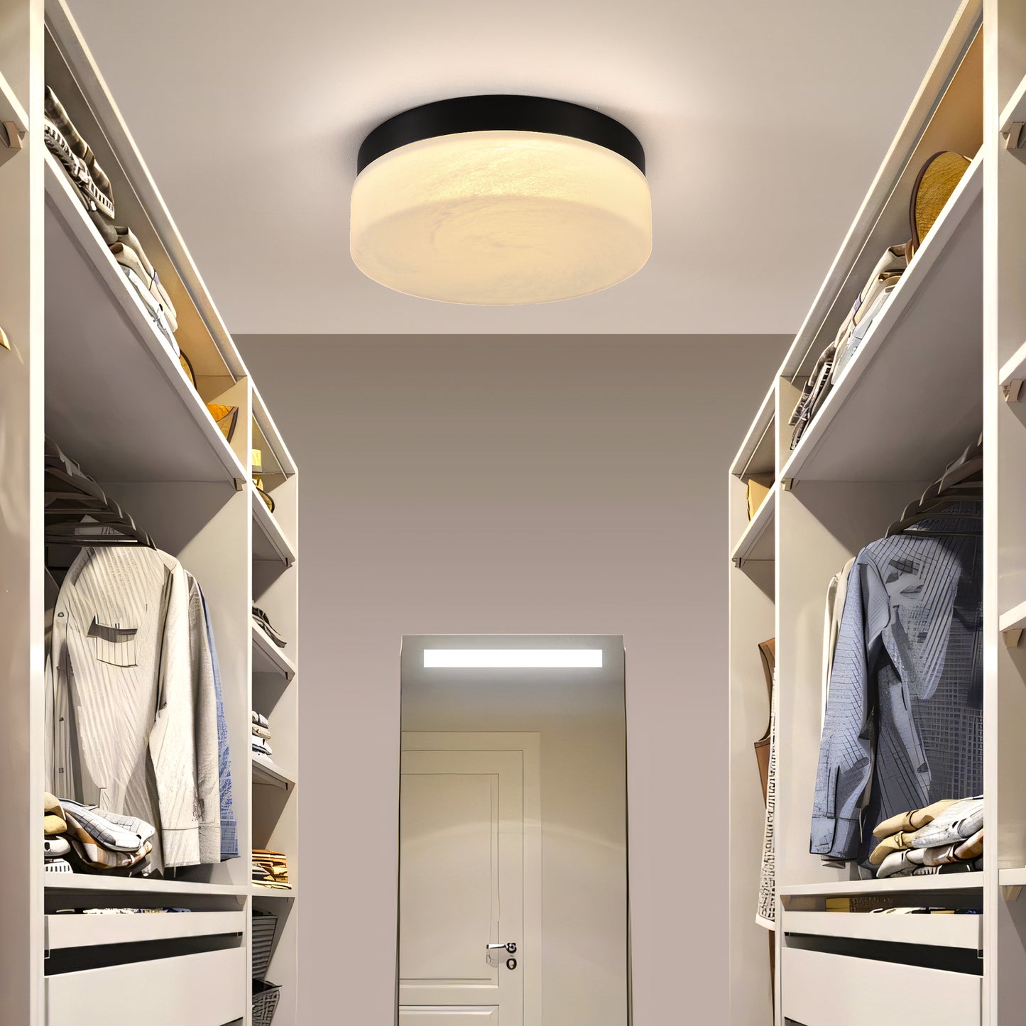 12-Inch LED Ceiling Light 24W Flush Mount Round Low Profile Fixture for Bedroom & Living Room Black