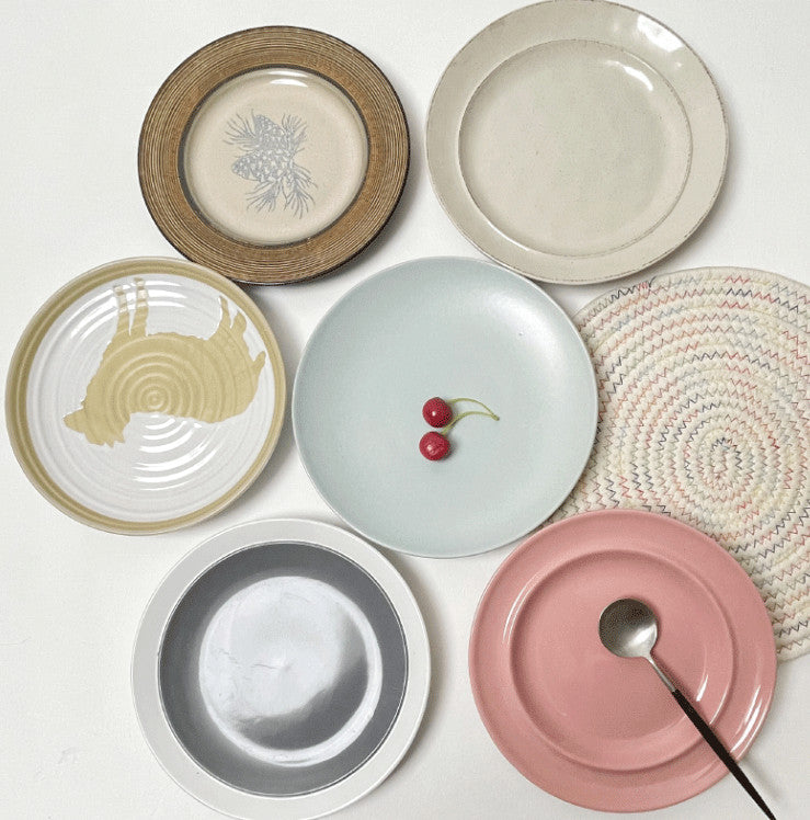 8-Inch Ceramic Plate Set for Kitchen Storage - Multiple Styles