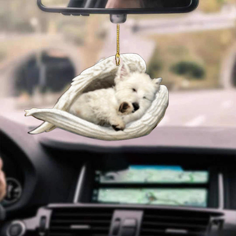 Lazy Dog Pendant Keychain Ornament with Colorful Acrylic Design