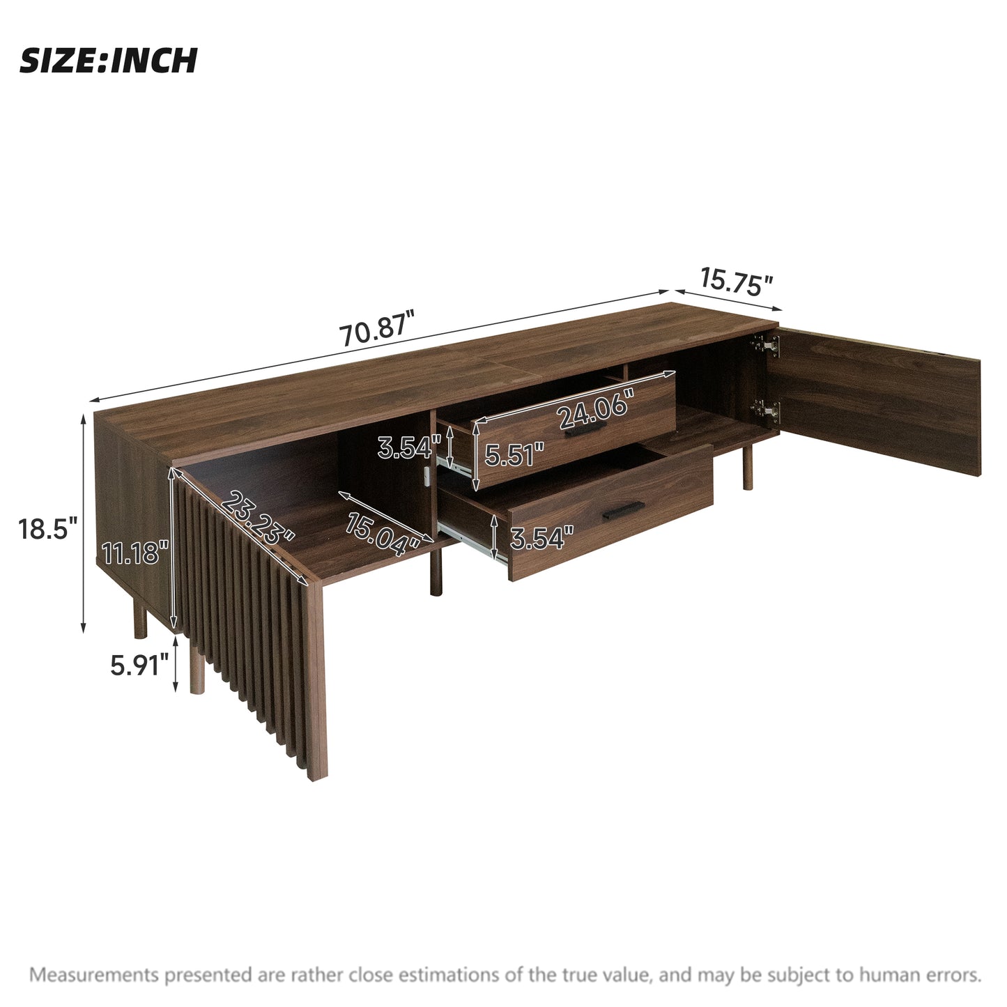 Modern 70-Inch TV Stand for TVs Up to 80 Inches - Dark Brown