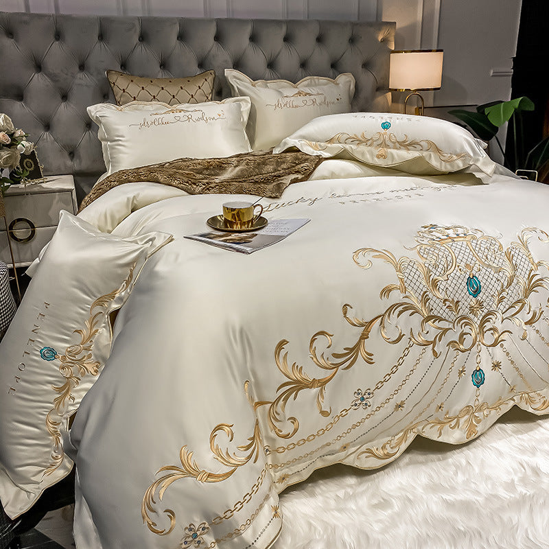 Four-Piece Cotton Ice Silk Bed Sheet Set - Bedding Comfort & Style