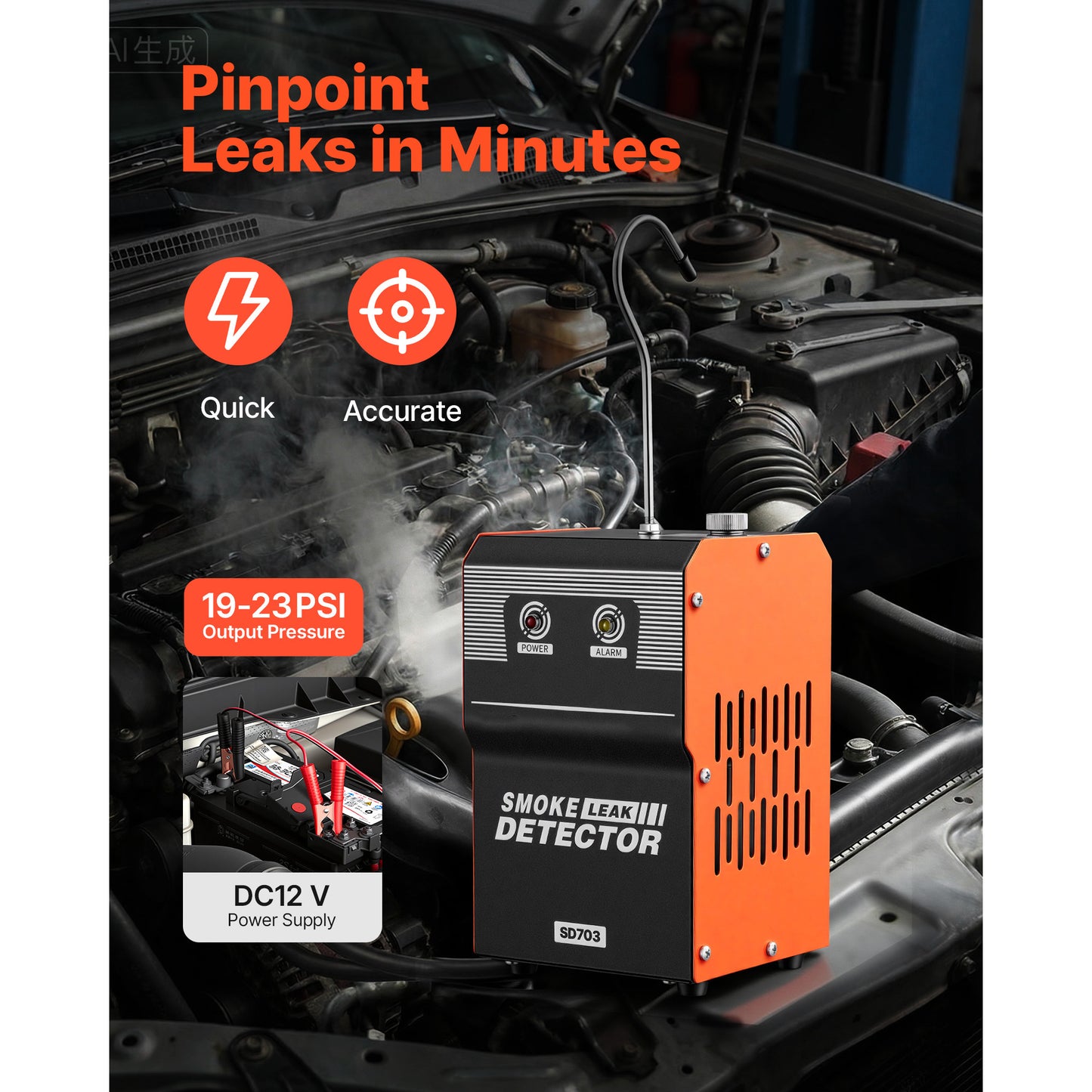 Automotive Leak Detection Smoke Machine with Built-in Air Pump for Cars & Trucks