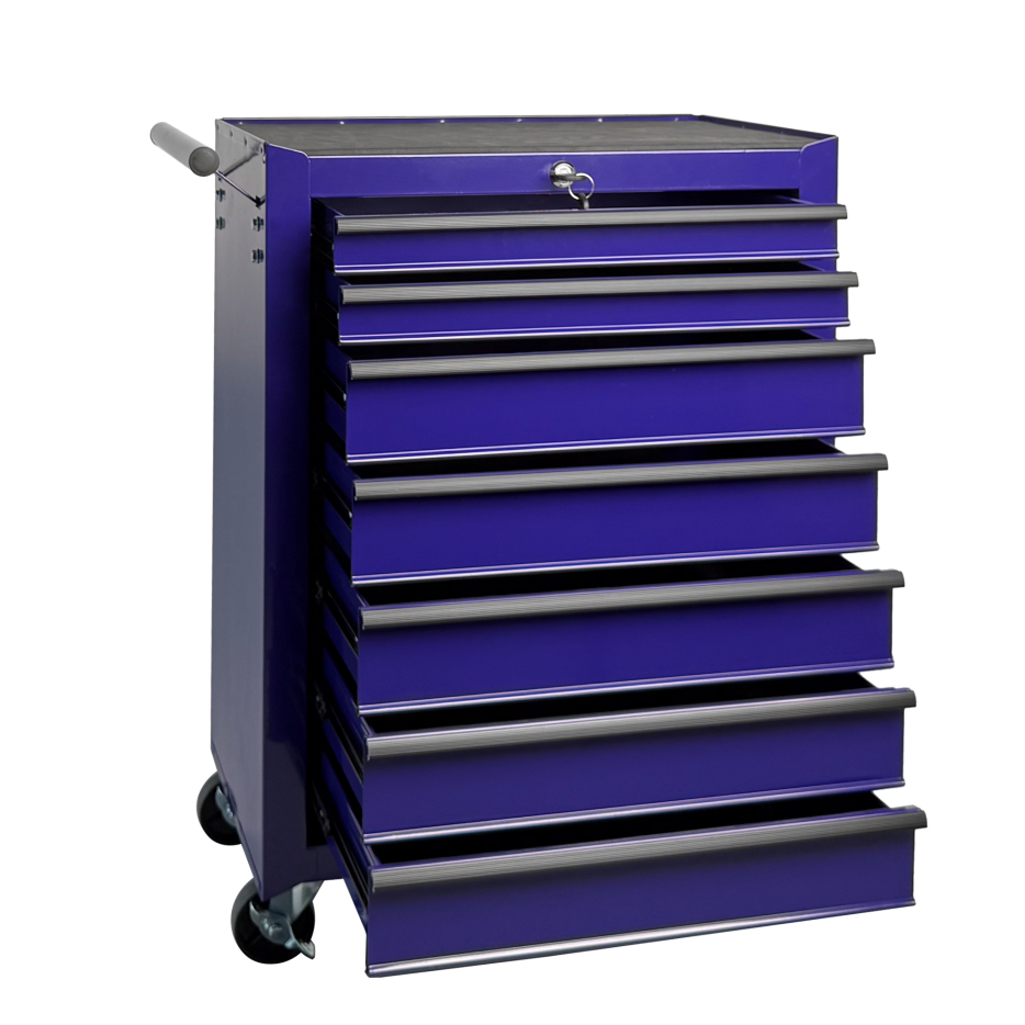 Rolling Metal Tool Chest with 7 Drawers - Purple Tool Storage