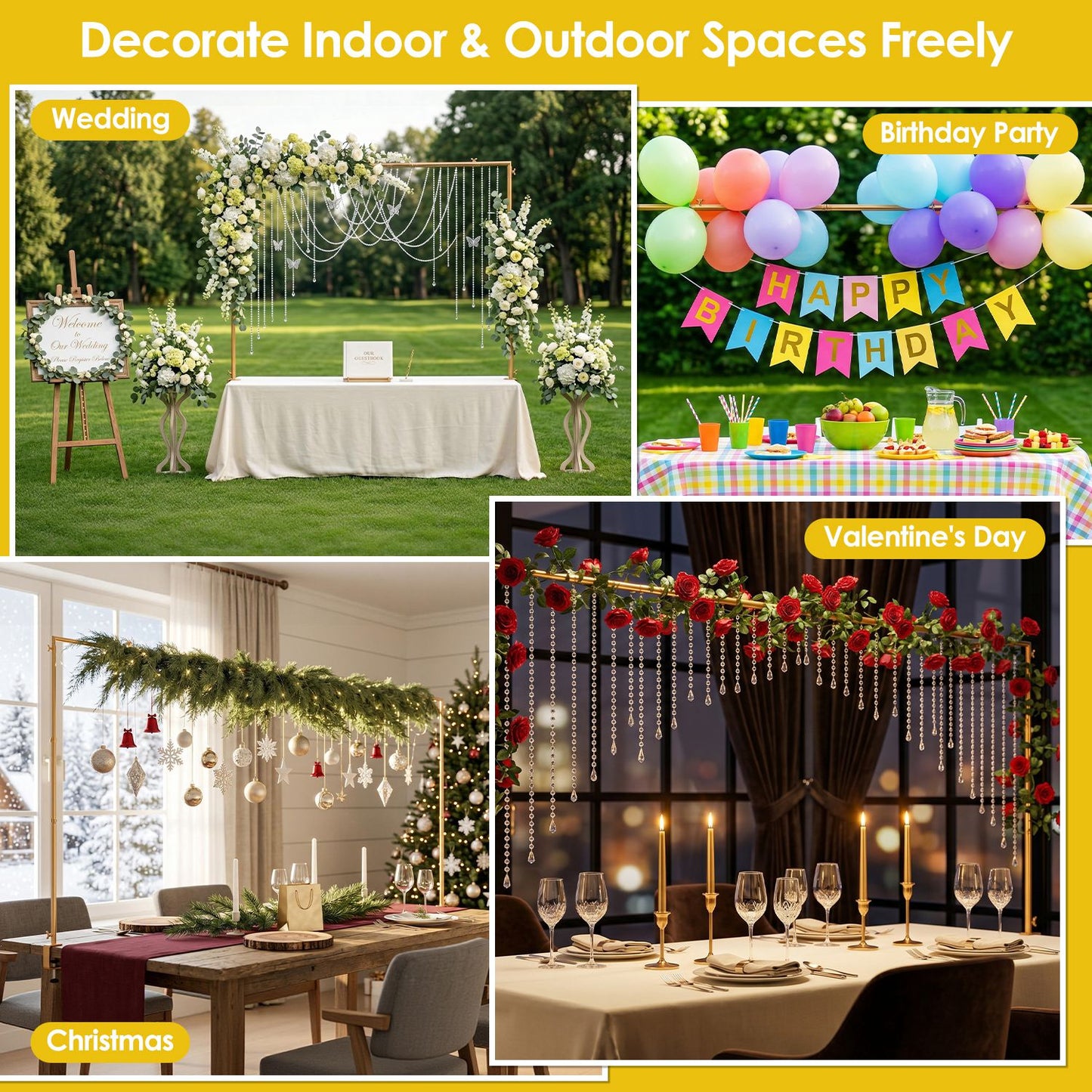 Adjustable Table Rod Stand with Clamps - Balloon Garland Decor