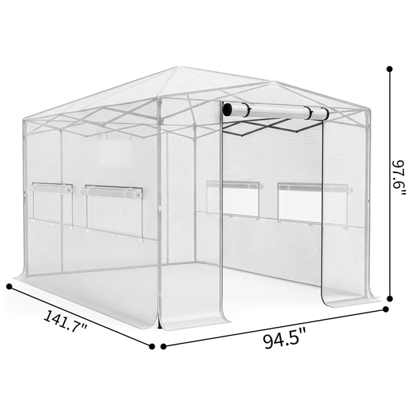 8x12ft Foldable Greenhouse Shed - Plastic Sprayed Iron Pipe Mesh