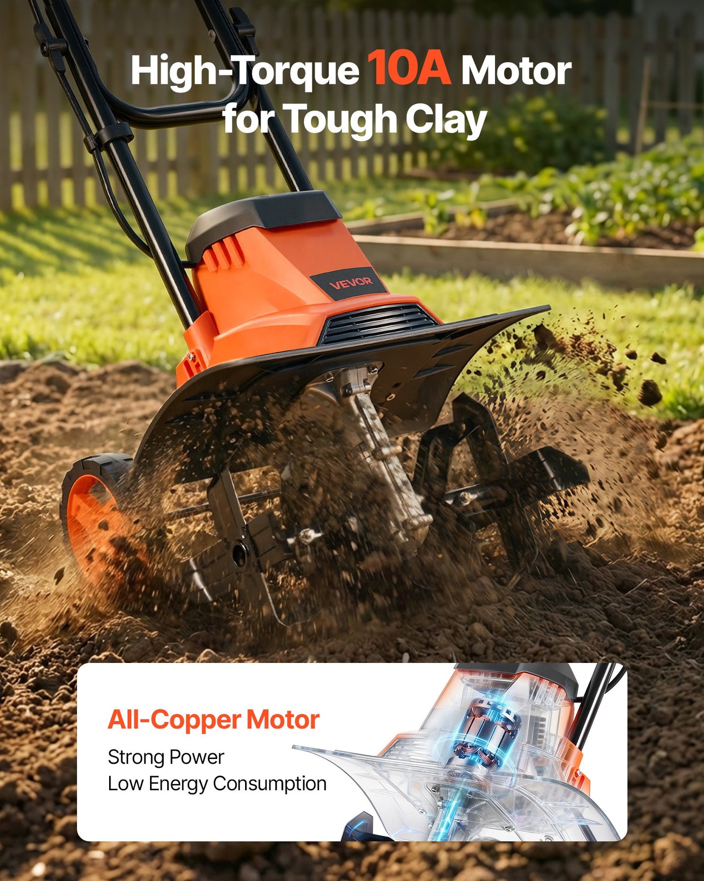Corded Electric Garden Tiller 14-Inch Width 10-Amp Cultivator with Steel Tines