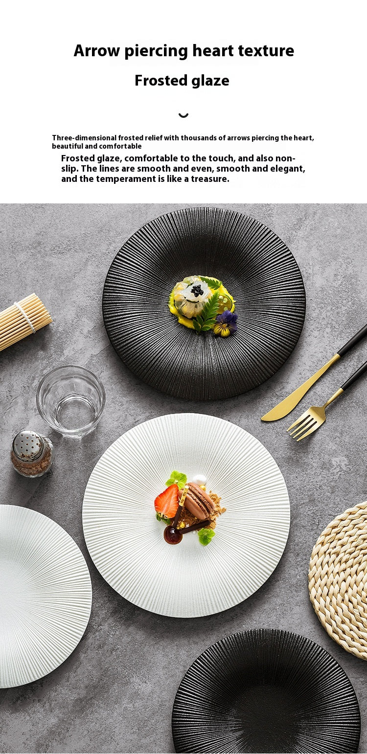 Ceramic Western Food Plate Set - Porcelain Dinner Flat & Shallow Plates