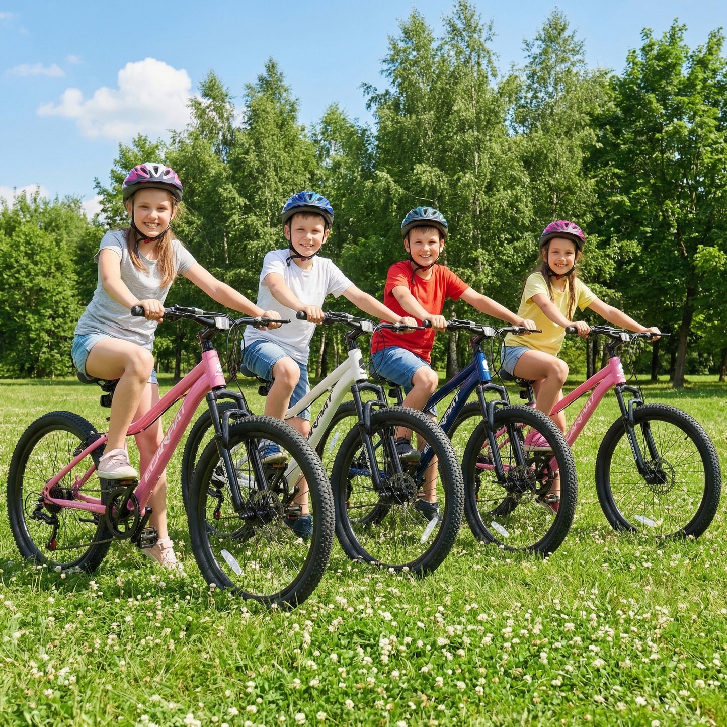 Youth Mountain Bike 24 Inch - 7 Speed, Front Suspension, Disc Brakes