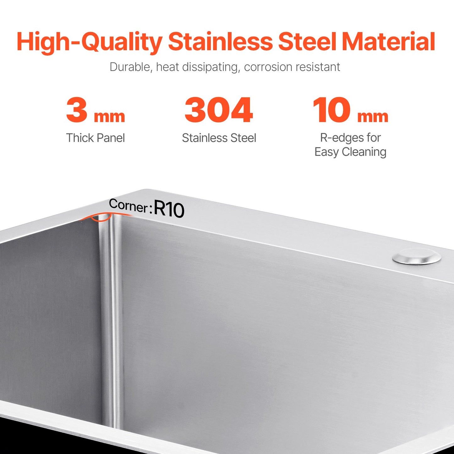 25-Inch Drop-In Kitchen Sink - Heavy-Duty Stainless Steel Basin