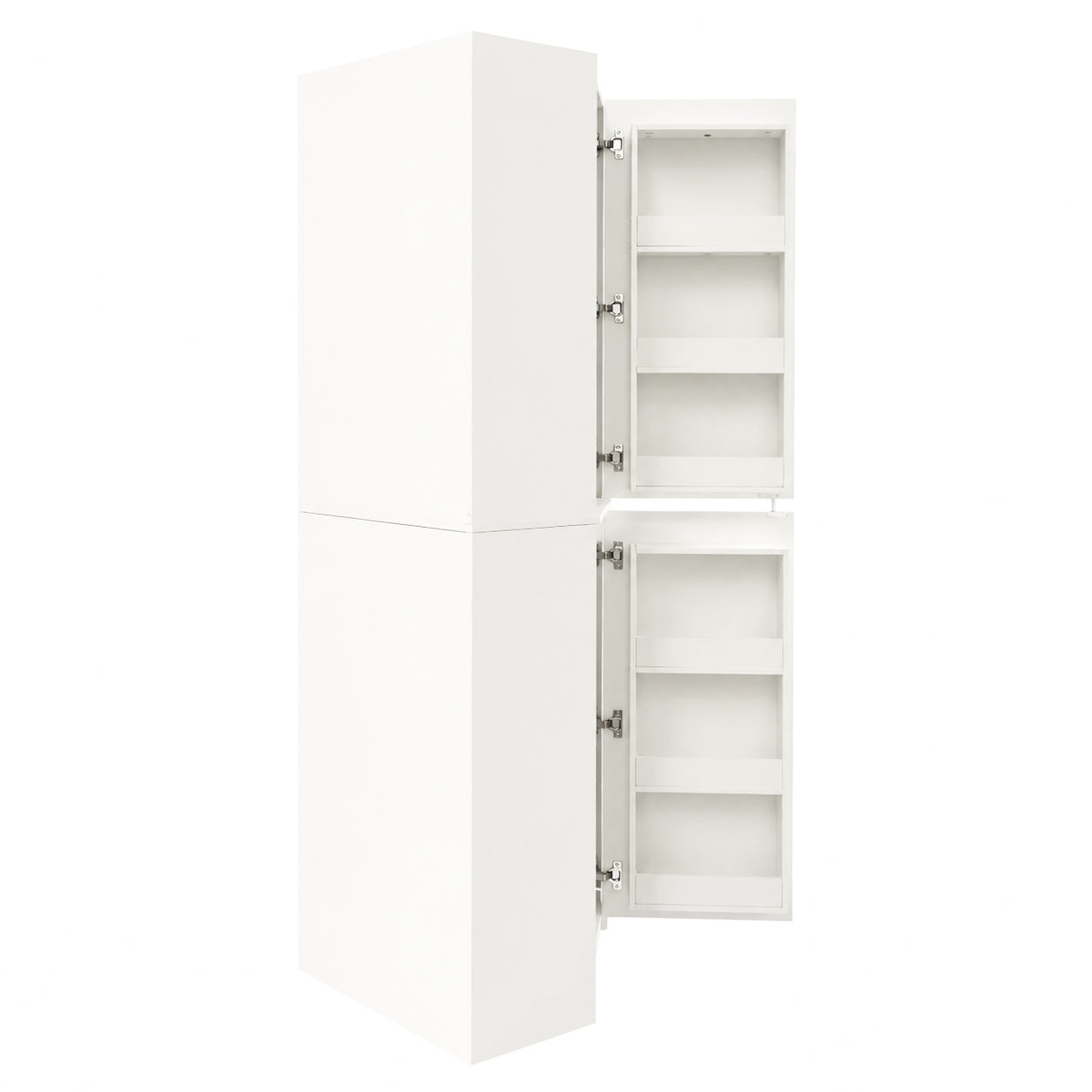 White Corner Kitchen Pantry Cabinet - 70.87" Tall L-Shaped Storage
