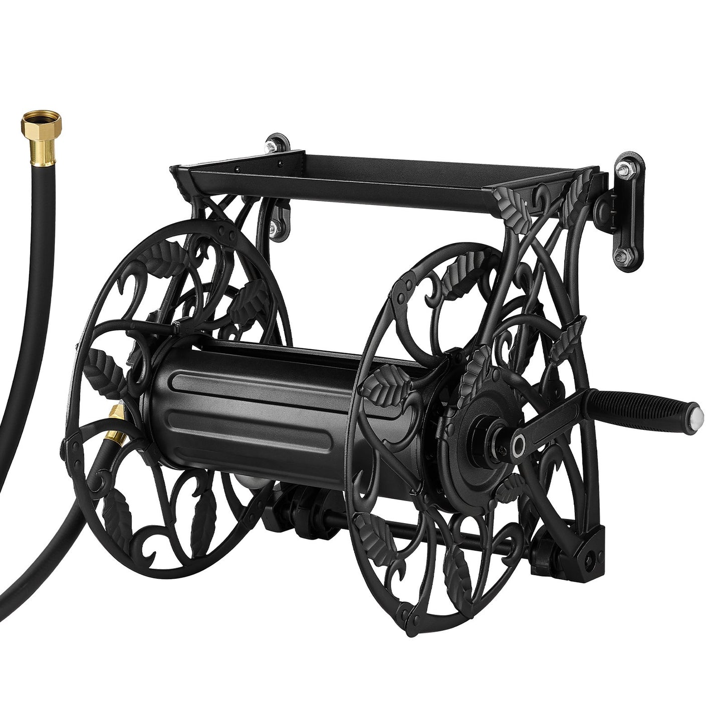 Wall Mounted Garden Hose Reel Holds 135 Feet 5/8 Inch Hose Heavy Duty Water Hose Organizer with Widened Tray