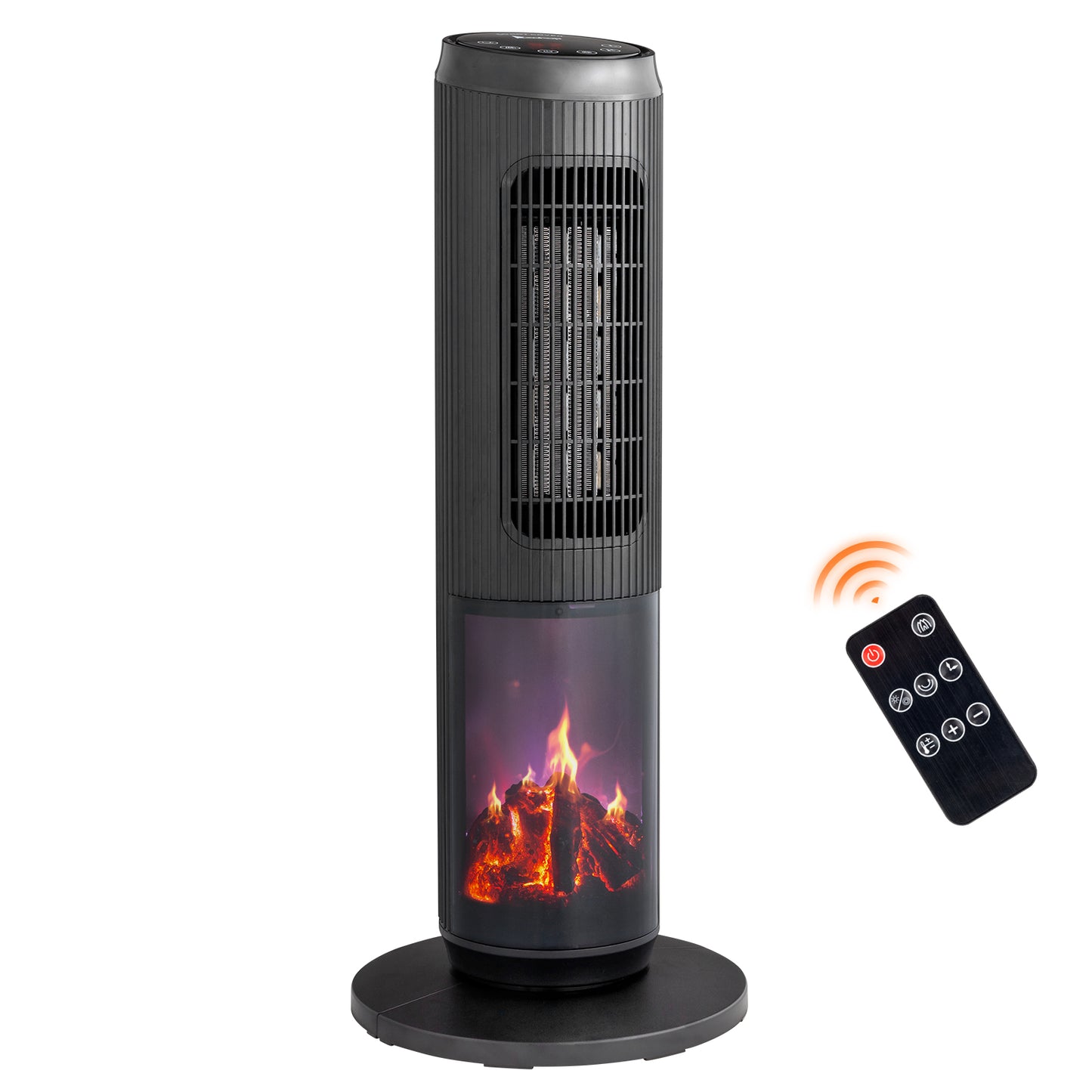 25-Inch Portable Tower Space Heater with Remote & 12H Timer - Black