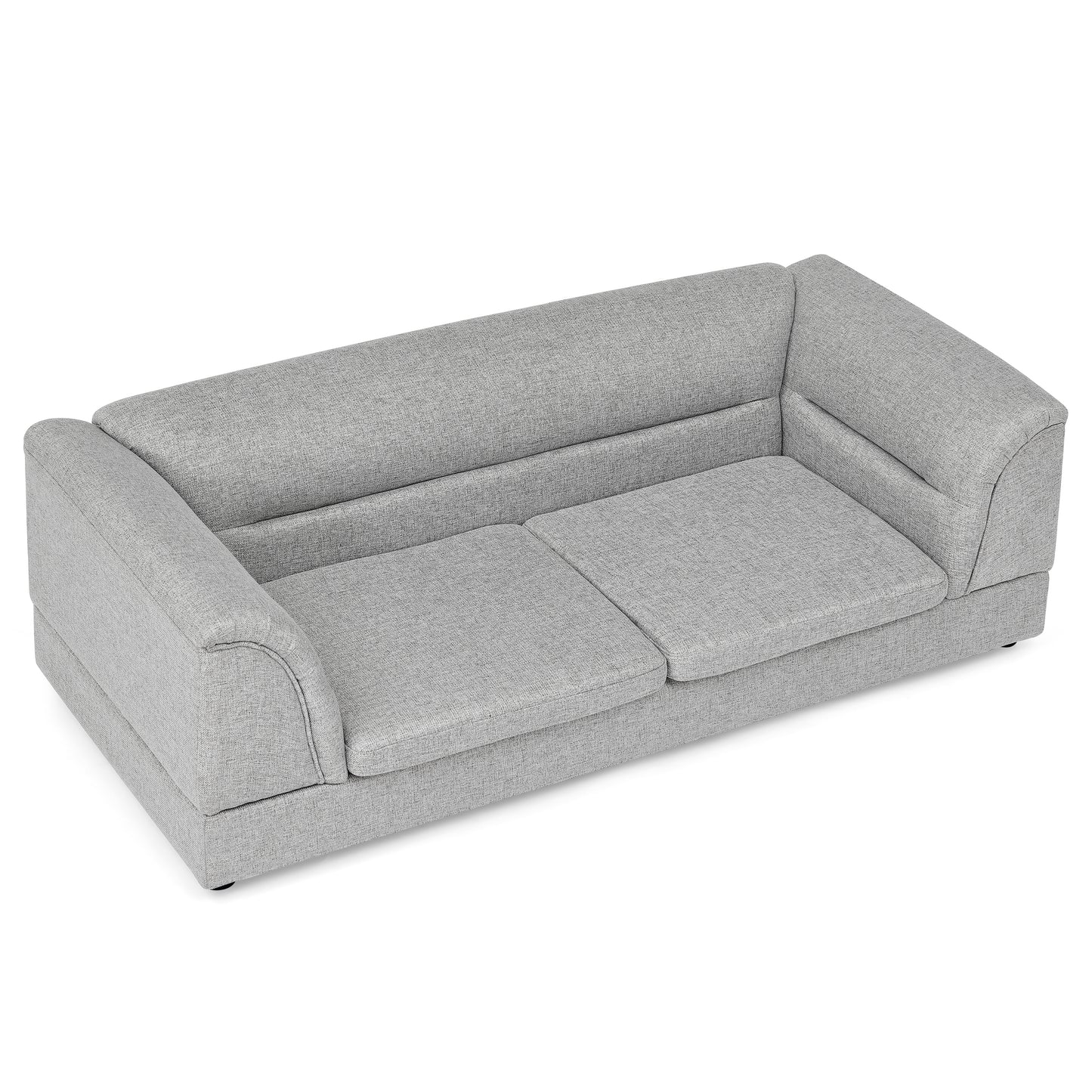 Large Oversized Linen Pet Sofa Bed with Curved Armrest for Dogs & Cats - Light Grey