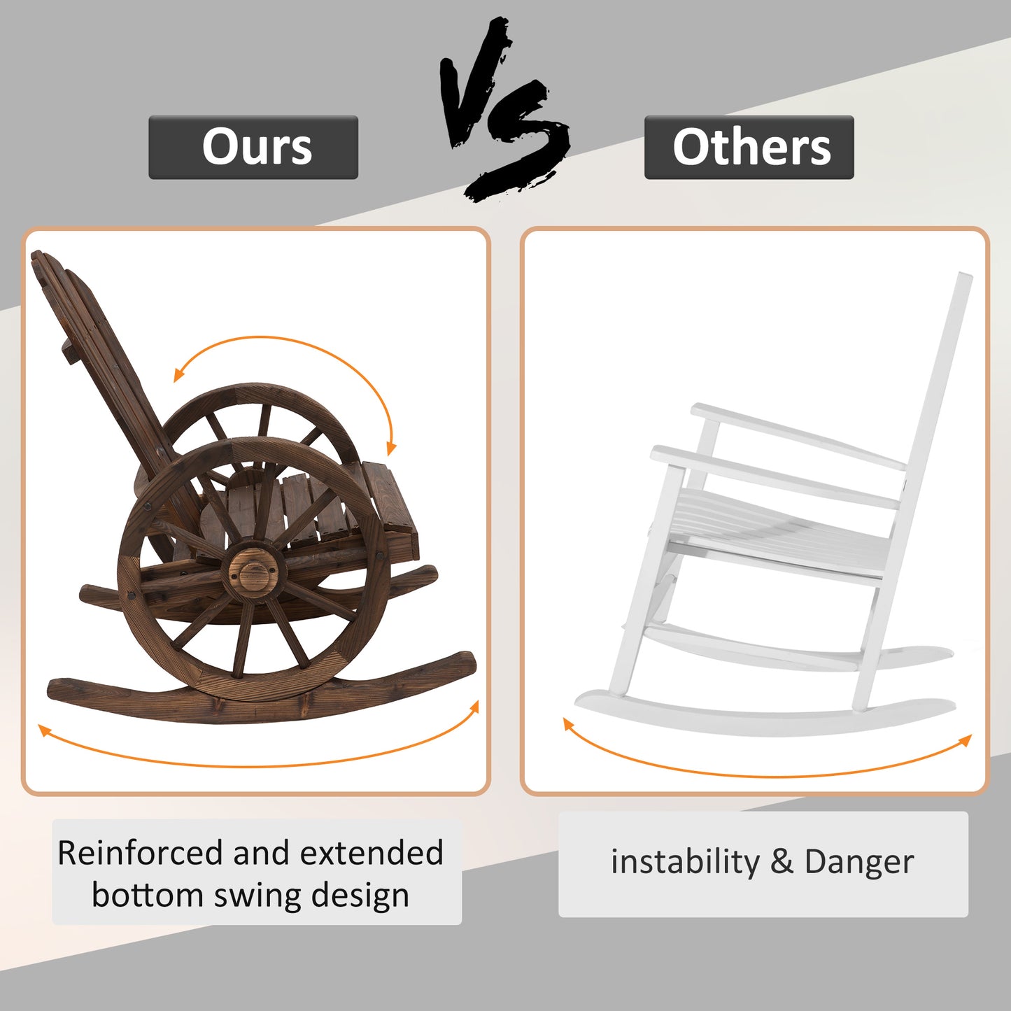 Adirondack Rocking Chair with Wagon Wheel Armrests - Carbonized