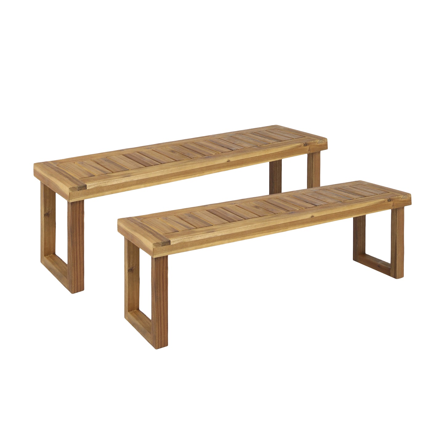Nestor Natural Acacia Wood Bench Set of 2 - Outdoor Seating