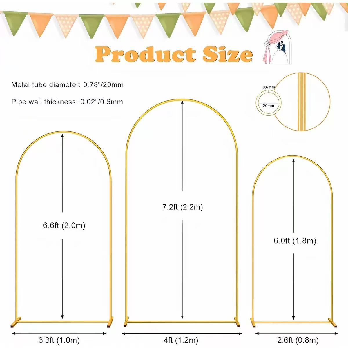 Wedding Metal Balloon Arch Stand with 3 Supports for Event Decoration