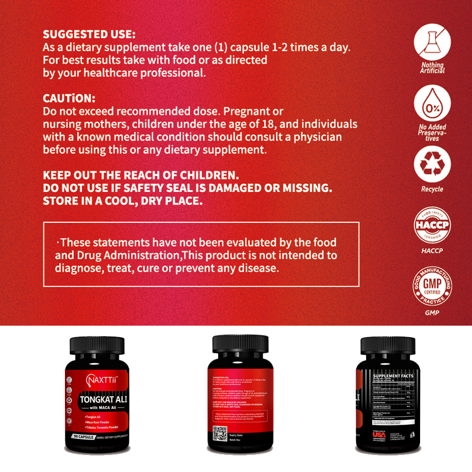 Tongkat Ali Supplement for Men - 90 Capsules - Natural Energy Support