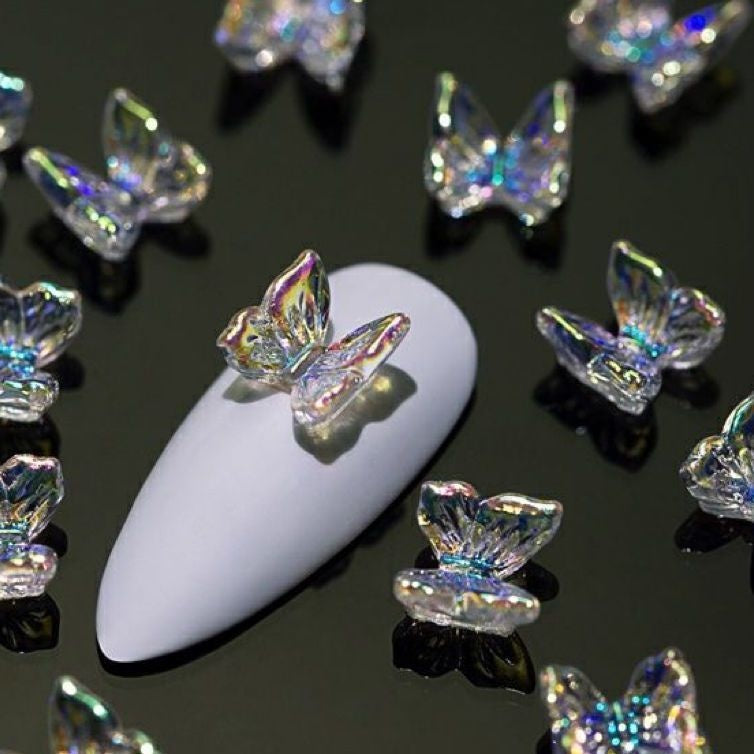 Butterfly Nail Ornament Set - 50pcs 3D Resin Fairy Nail Art Decorations