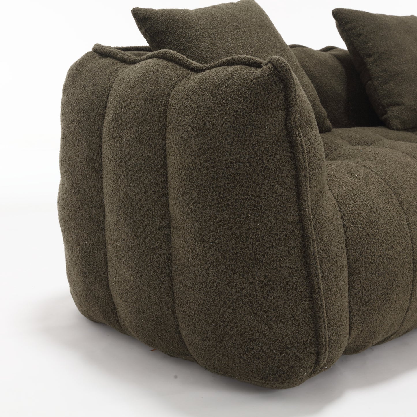 Olive Green Soft Beanbag Chair for Two - Chenille Foam Recliner
