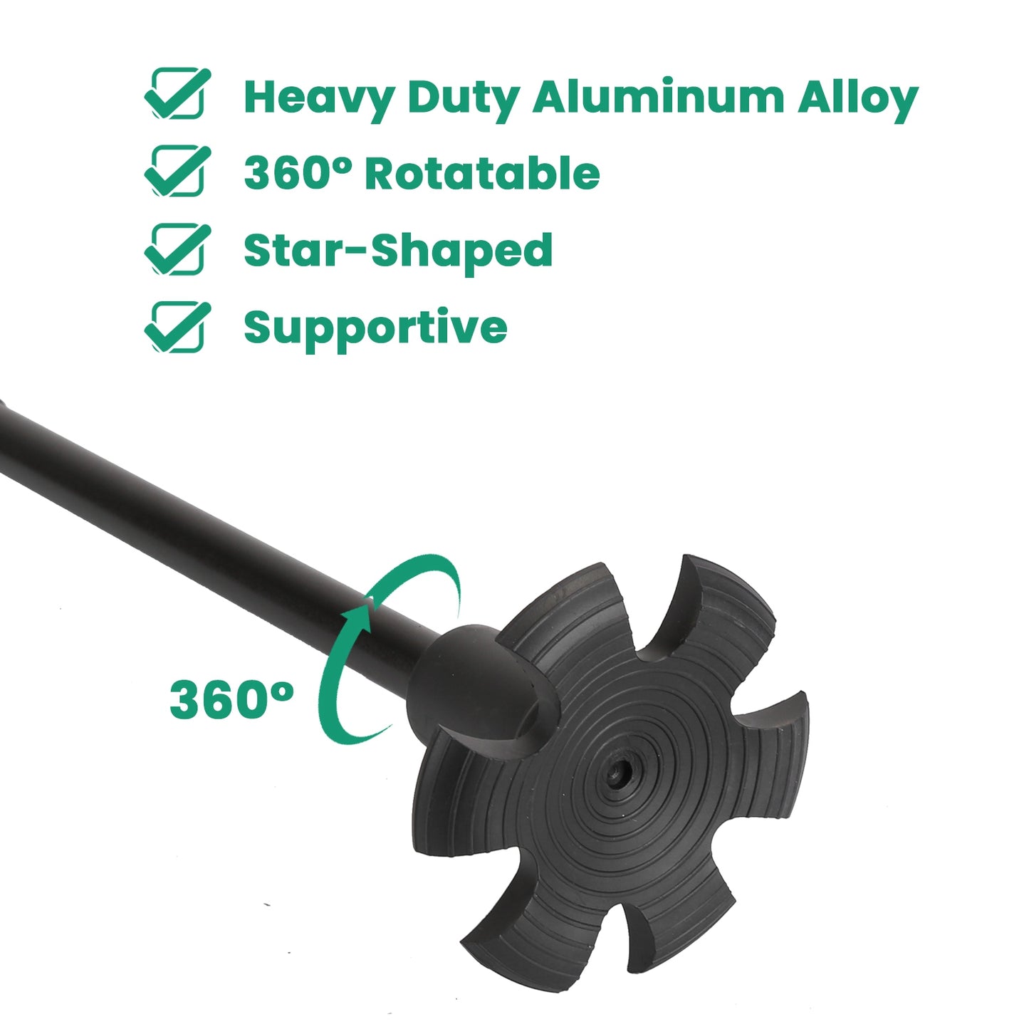 Collapsible Heavy Duty Walking Cane with 10 Adjustable Heights - Black