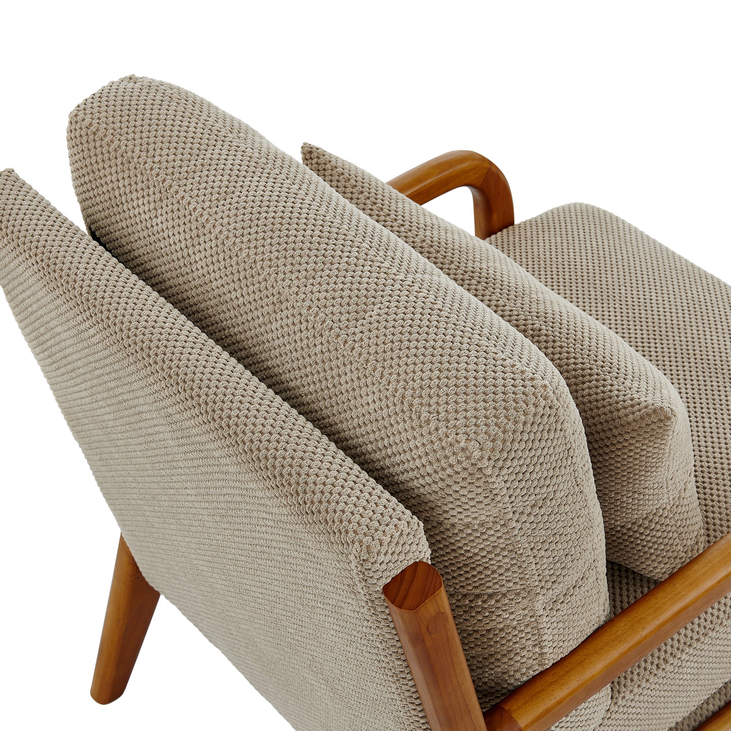 Mid-Century Modern Wooden Lounge Chair - Camel Upholstery