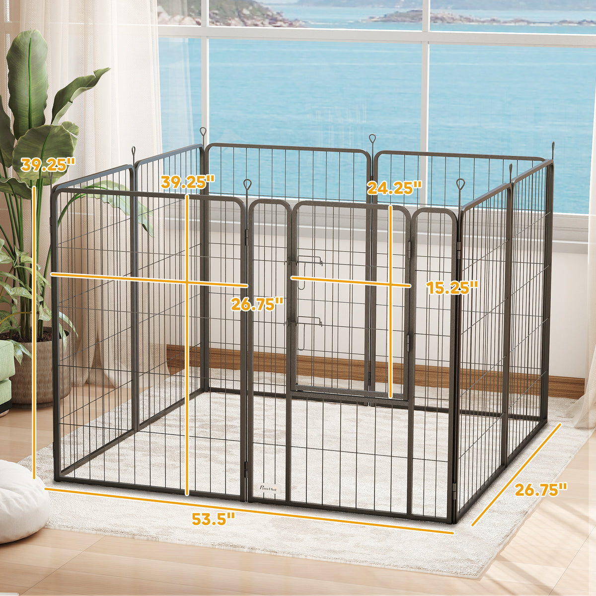 Heavy Duty 39 Inch Dog Exercise Pen - 8 Panel Metal Pet Fence for Medium Large Dogs, Black