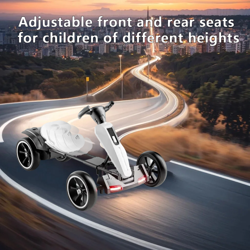 12V Electric Kids Pedal Go Kart with Adjustable Seat - White