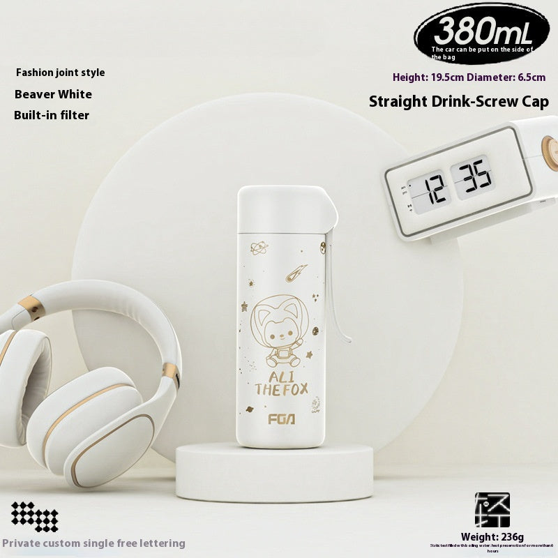 316 Stainless Steel Vacuum Water Bottle with Bounce Cover - Portable Drink Cup
